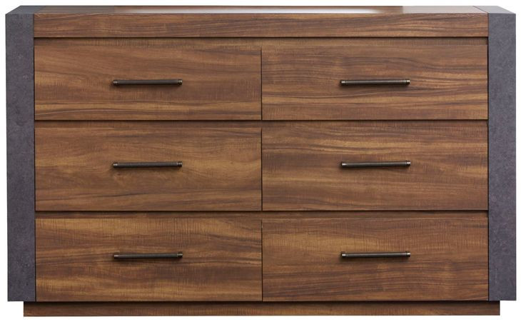 Jensen Tavern Brown and Gray 6 Drawer Dresser