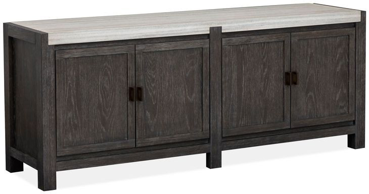 Plum Creek Ravenwood Black and White 70" Marble Top TV Stand