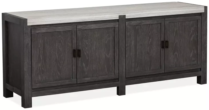 Plum Creek Ravenwood Black and White 70" Marble Top TV Stand