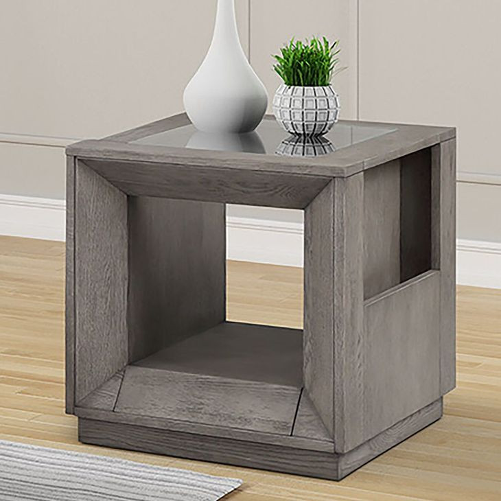 Pure Modern Soft Moonstone Glass Top End Table