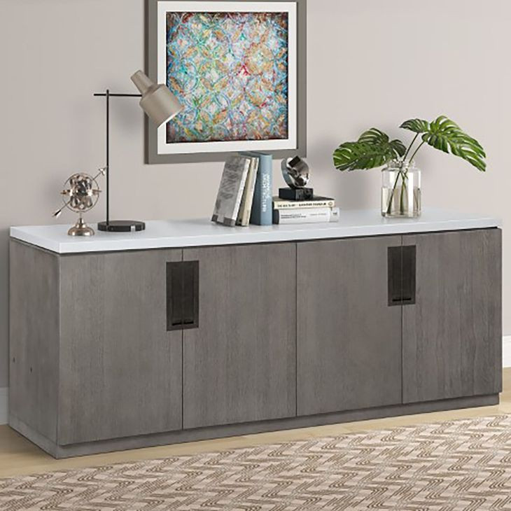 Pure Modern Soft Moonstone Credenza With Quartz Top