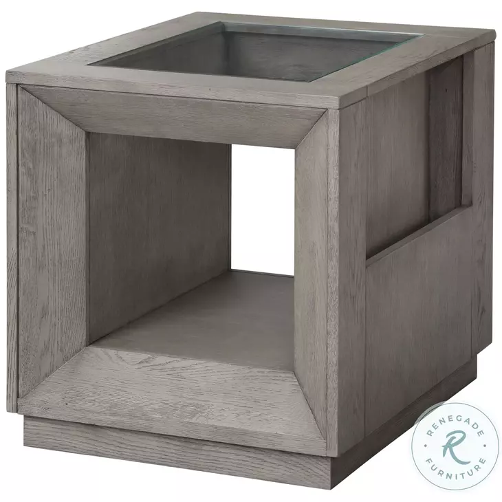 Pure Modern Soft Moonstone Glass Top End Table