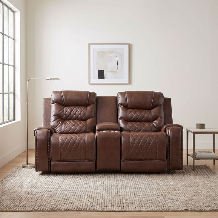 Putnam Brown Double Glider Reclining Loveseat