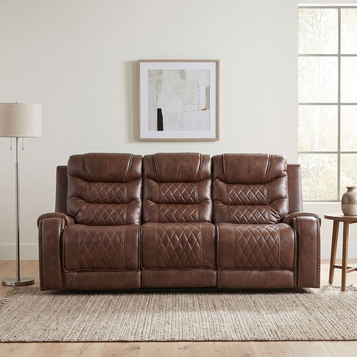Putnam Brown Double Reclining Sofa
