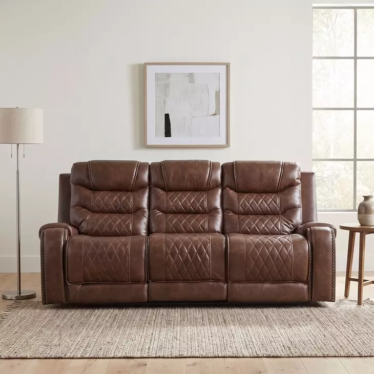 Putnam Brown 87" Double Reclining Sofa