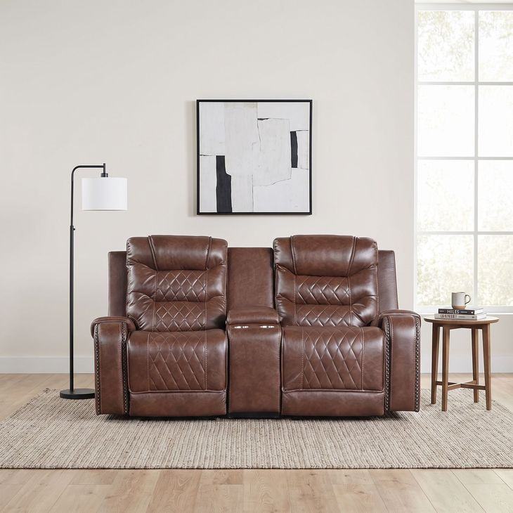 Putnam Brown Power Double Reclining Loveseat