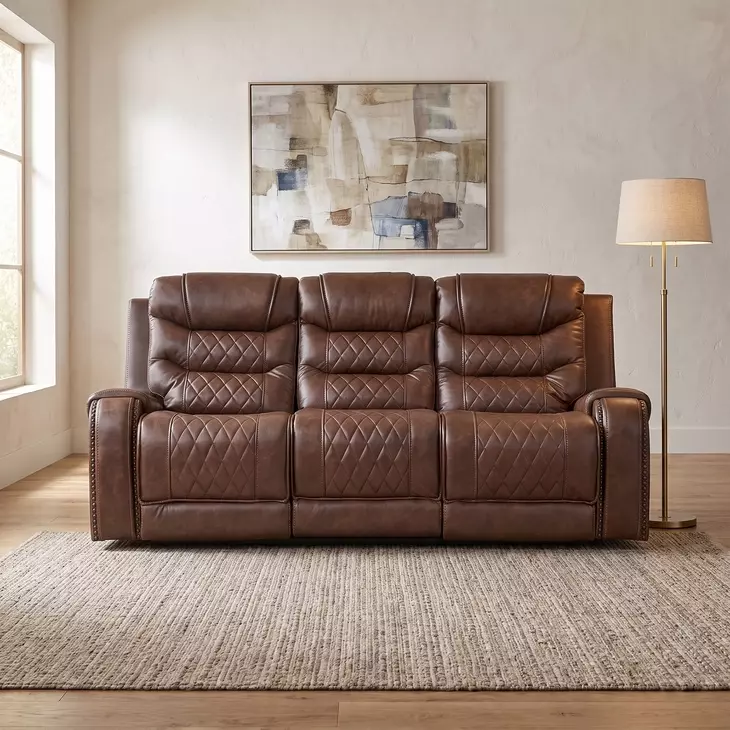 Putnam Brown 87" Power Double Reclining Sofa