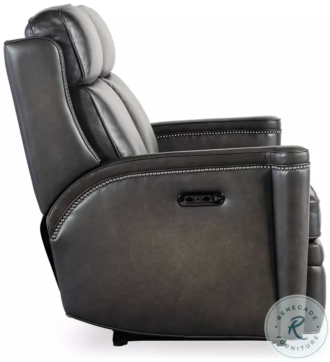 Hamilton Grey Leather Power Reclining Living Room Set with Power Headrest
