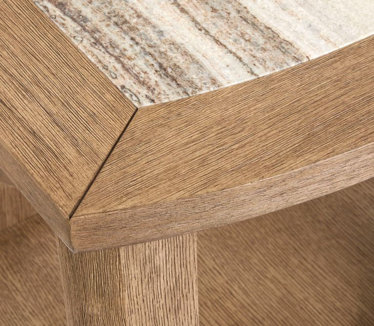 Bradford Riverbed Beige Rectangular Marble Top Cocktail Table