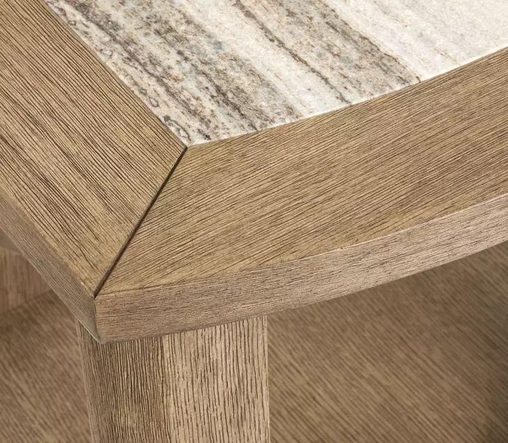 Bradford Riverbed Beige Rectangular Marble Top End Table