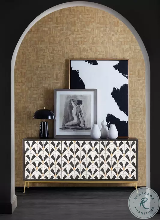Melange Black And White Renee Credenza