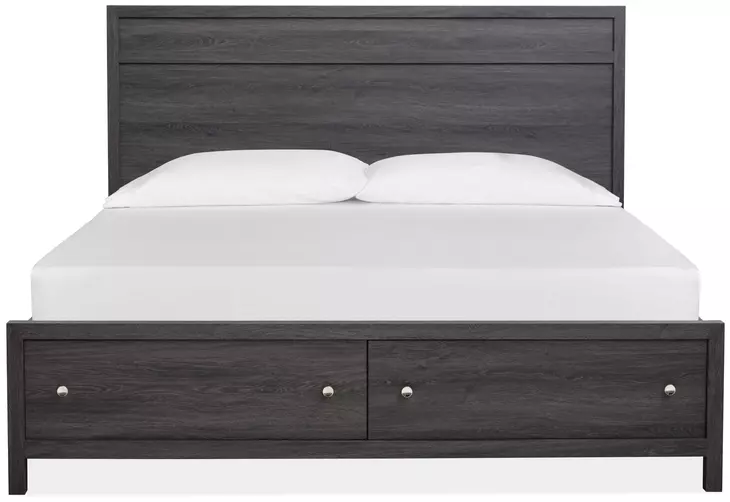 Meadowrise Raisin Black King Storage Panel Bed