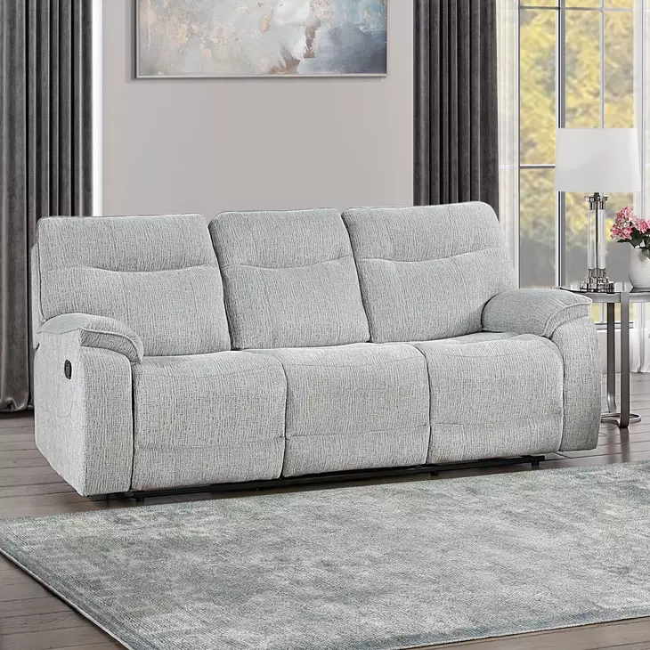 Chablis Mist Gray Reclining Living Room Set with USB Charging