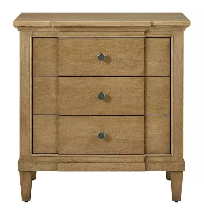 Oakmere Natural 3 Drawer Nightstand with USB Charging
