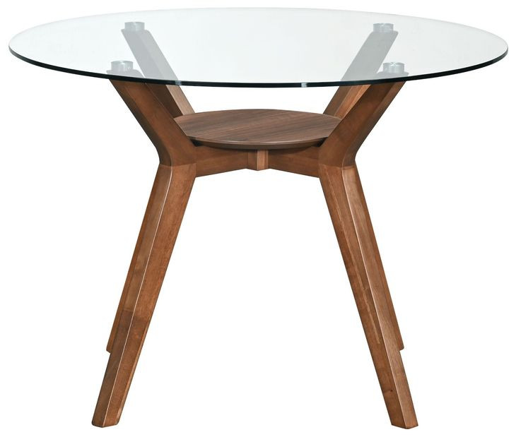 Oscar Walnut 42" Round Glass Top Dining Table