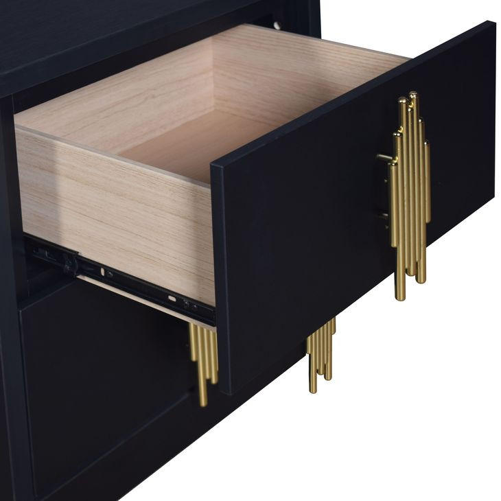 Empire Black 2 Drawer Nightstand