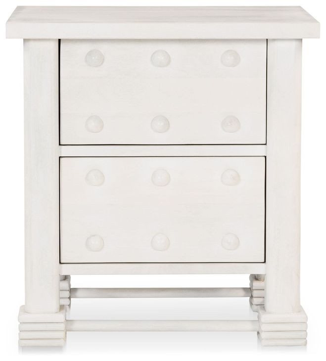 Clement Whitewashed 2 Drawer Nightstand