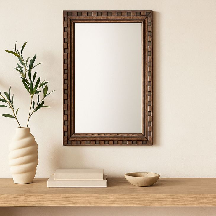 Holland Brown Rectangular Large Wall Mirror From Moe Furniture