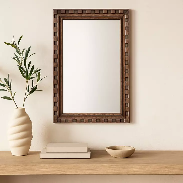Holland Brown Rectangular Large Wall Mirror