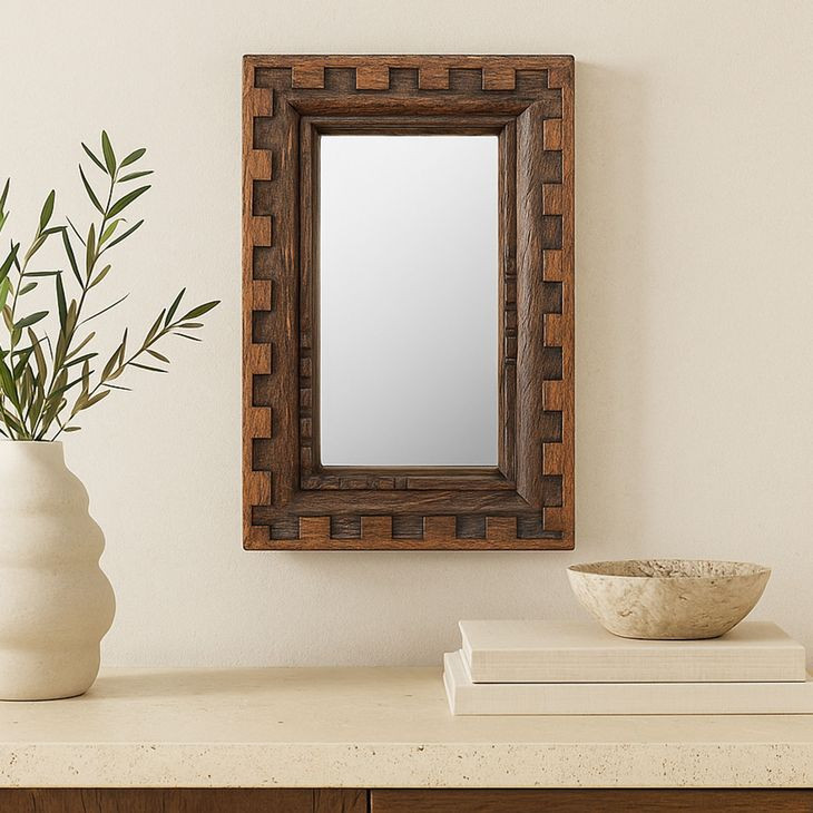 Holland Brown Rectangular Small Wall Mirror