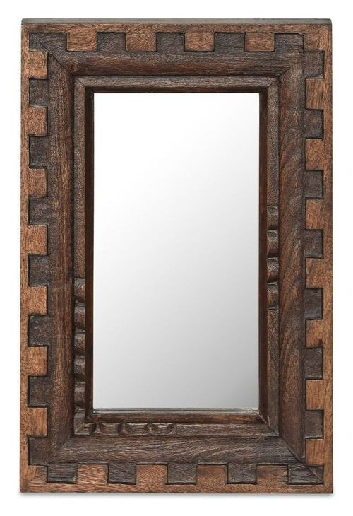 Holland Brown Rectangular Small Wall Mirror