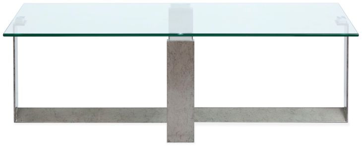 Whitehall Aged Pewter and Chrome Pucks Rectangular Glass Top Cocktail Table