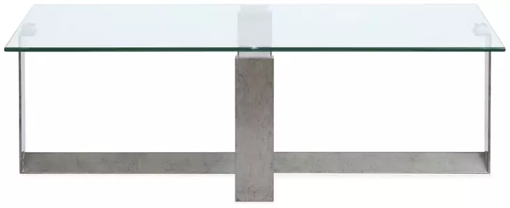 Whitehall Aged Pewter and Chrome Pucks Rectangular Glass Top Cocktail Table