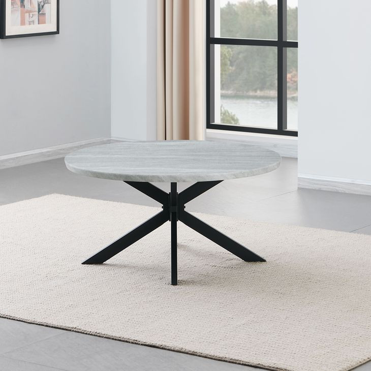Keyla Gray Round Faux-Marble Cocktail Table