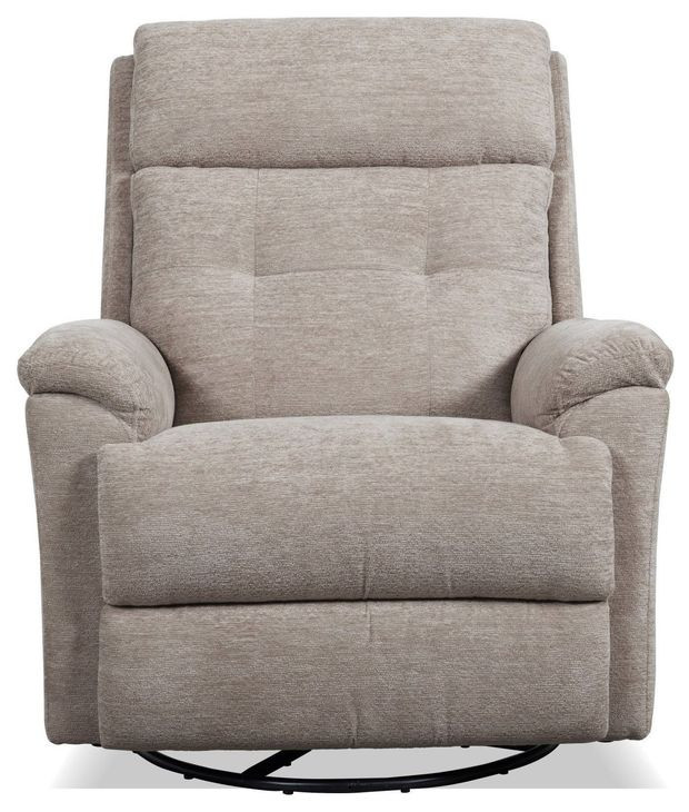 Sophisticated Oat Performance Fabric Swivel Gliding Power Recliner with Power Lumbar and USB Charging