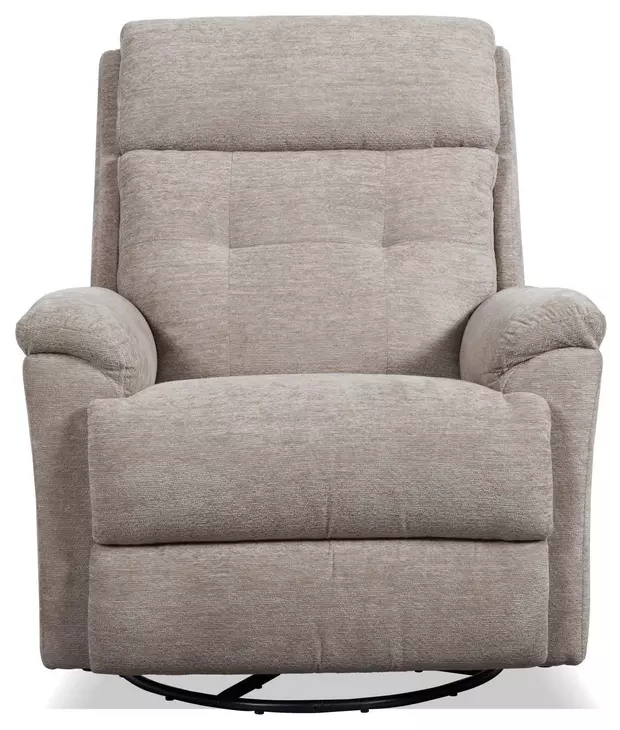 Sophisticated Oat Performance Fabric Swivel Gliding Power Recliner with Power Lumbar and USB Charging