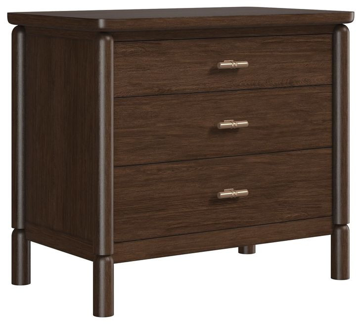 Verge Handcrafted Walnut 3 Drawer Nightstand