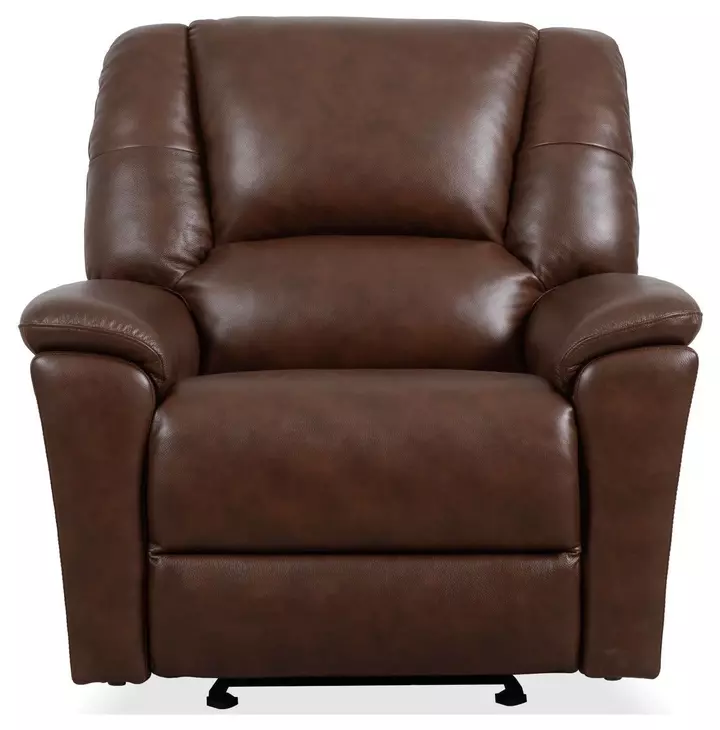 Plush Tavern Brown Leather Power Gliding Recliner with Power Lumbar and USB Charging
