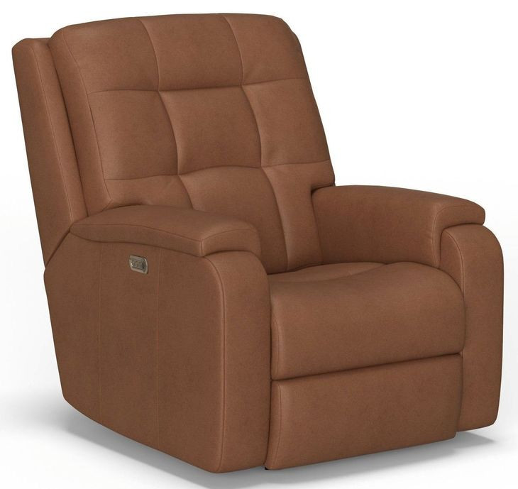 Arlo Brown Leather Triple Power Rocker Recliner with USB Charging