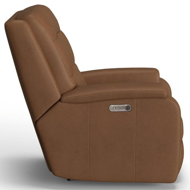 Arlo Brown Leather Triple Power Rocker Recliner with USB Charging