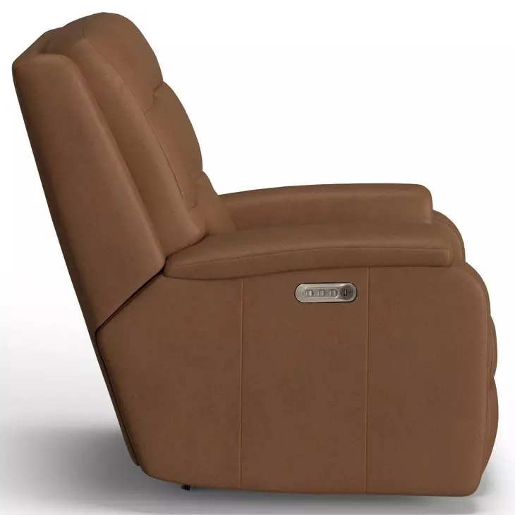 Arlo Brown Leather Triple Power Rocker Recliner with USB Charging