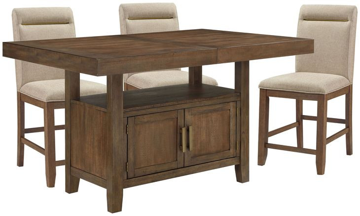 Garland Brown Extendable Rectangular Storage Counter Height Dining Room Set