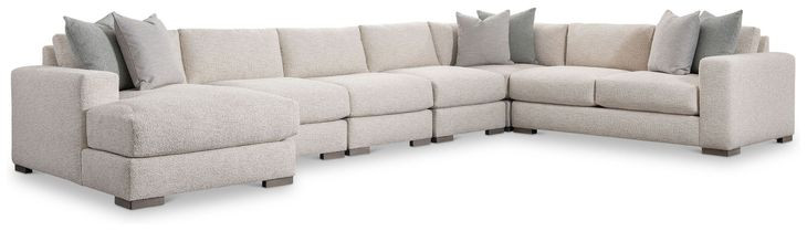 Drew Cream 6 Piece Modular Sectional with LAF Chaise and Pillows