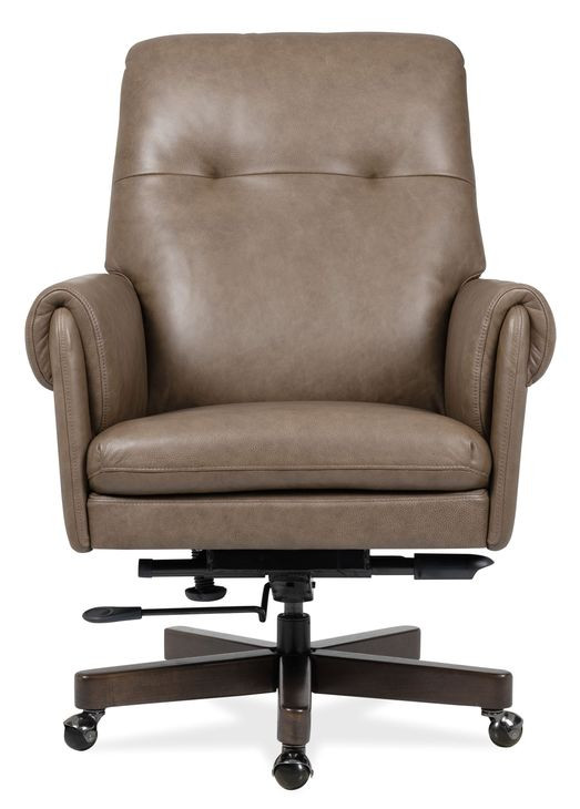 Lenia Rich Brown Leather Upholstered Swivel Tilt Executive Chair