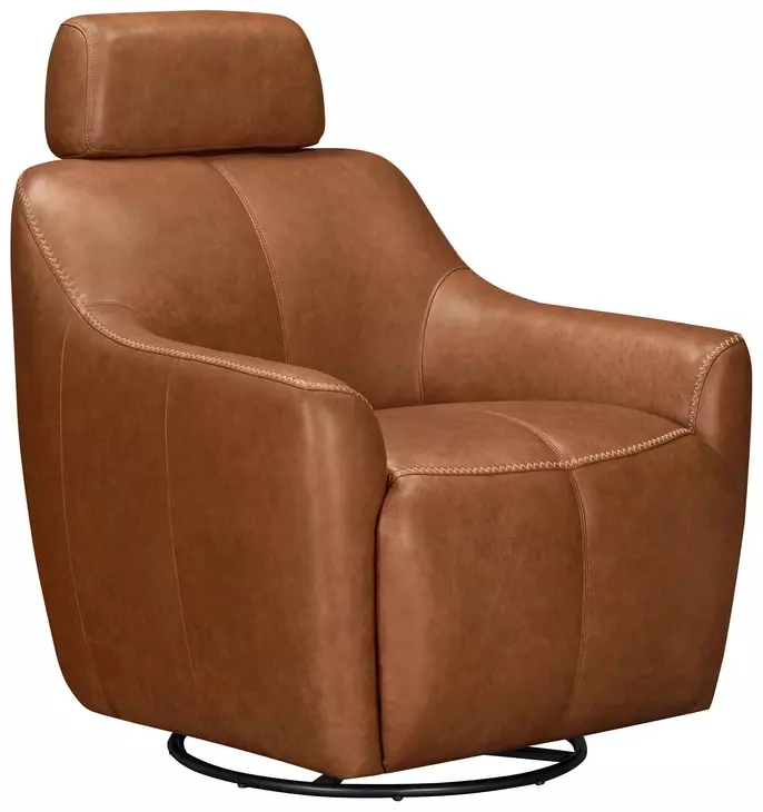 Milanoir Renaissance Cinnamon Leather Upholstered Swivel Gliding Accent Chair