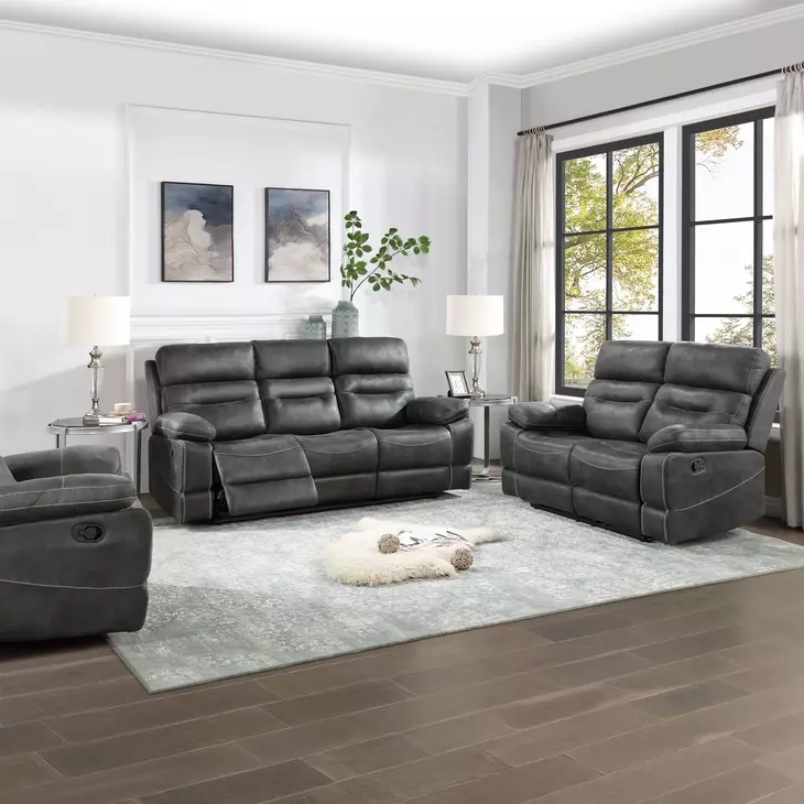 Rudger Gray 83" Manual Reclining Living Room Set