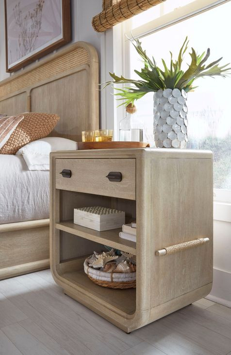 Sunset Cove Sanibel Brown 1 Drawer Open Nightstand with USB Charging