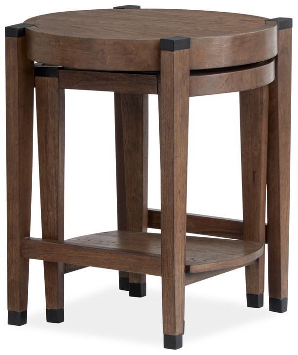 Kaysen Wallaby and Matte Black Round Nesting End Table
