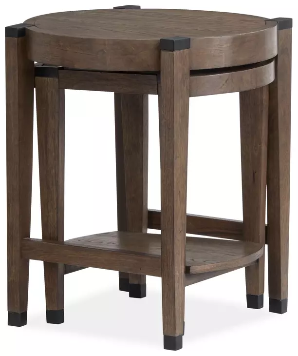 Kaysen Wallaby and Matte Black Round Nesting End Table