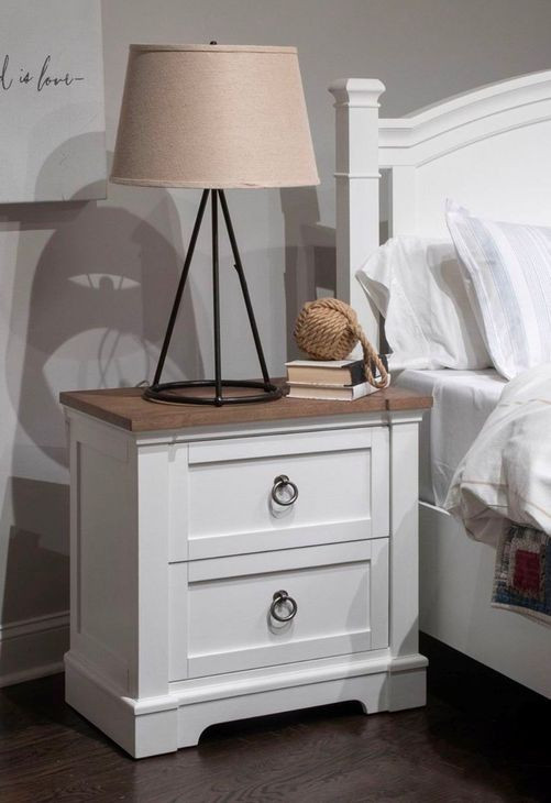 Crownfall Whisper White and Cerused Nutmeg 2 Drawer Nightstand with USB Charging