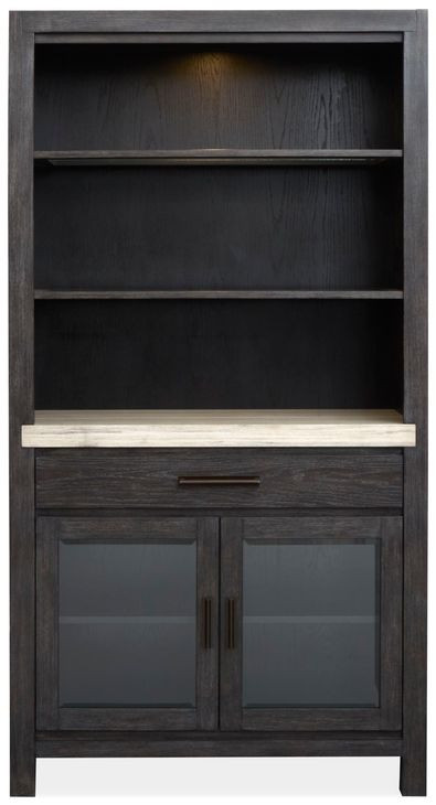 Plum Creek Ravenwood Black and White 2 Glass Door Display Cabinet with LED