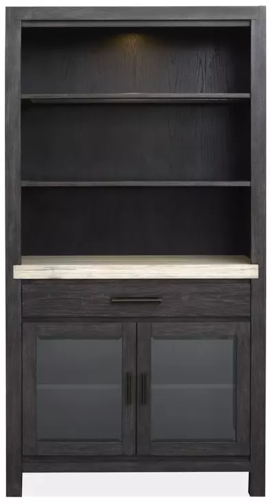 Plum Creek Ravenwood Black and White 2 Glass Door Display Cabinet with LED