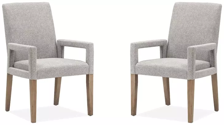 Lindon Gray Upholstered Arm Chair Set of 2
