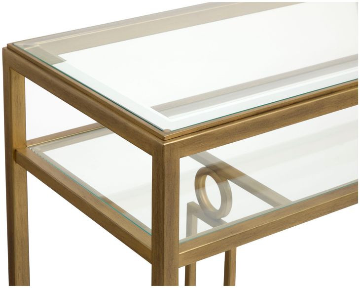 Serenelle Burnished Brass Rectangular Glass Top Cocktail Table