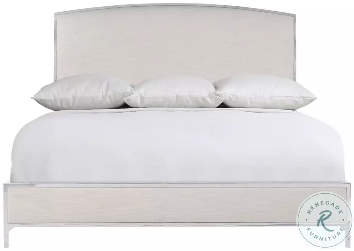 Silhouette Polished Stainless Steel King Upholstered Panel Bed