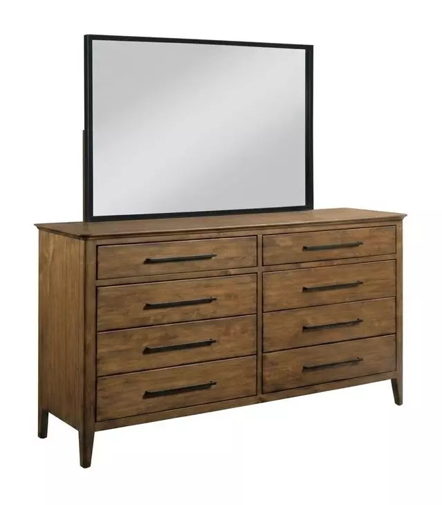 Alder Haven Warm Brunette and Matte Black 8 Drawer Larson Dresser with Rectangular Mirror